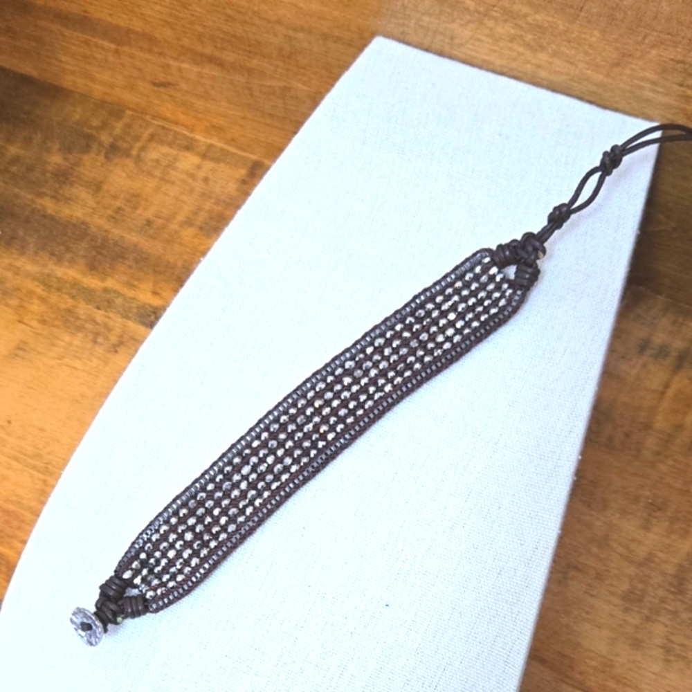 Nakamol Crystal Studded Leather Bracelet